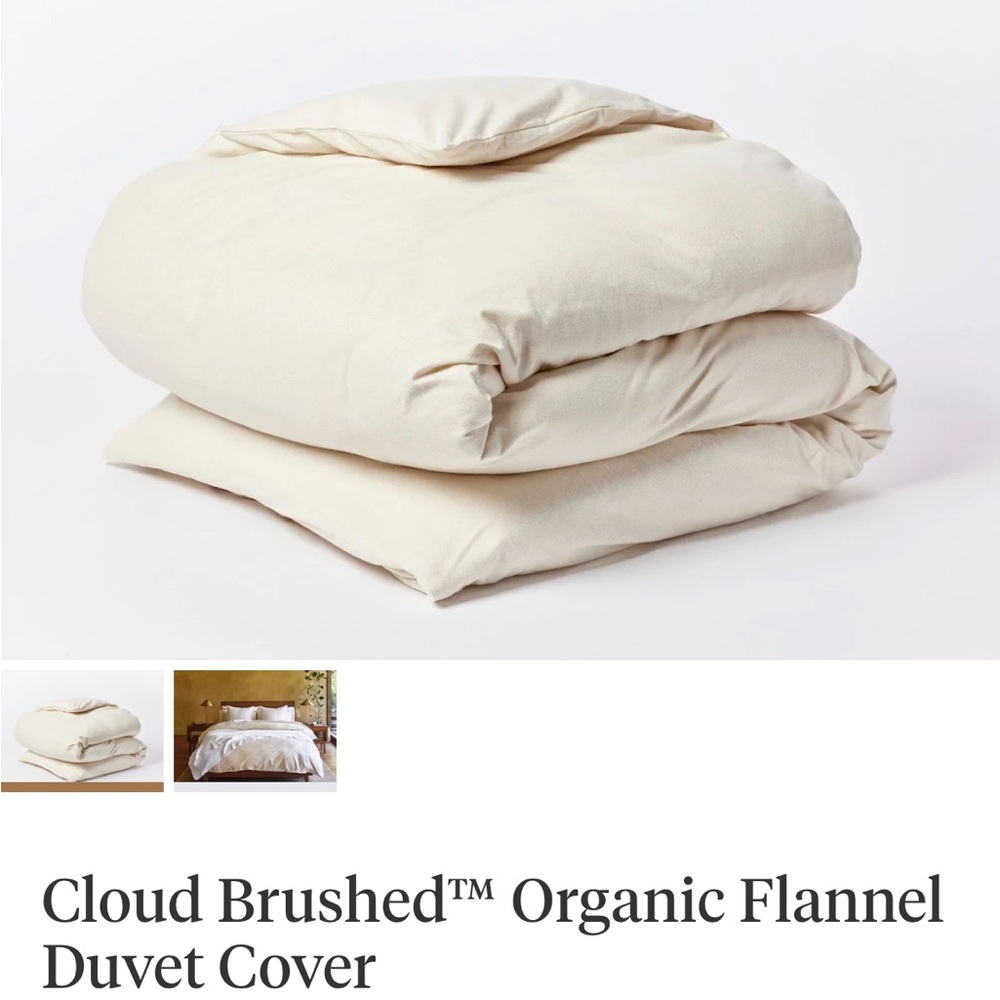 Coyuchi Cloud Brushed Organic Flannel Duvet Cover in Natural Cream